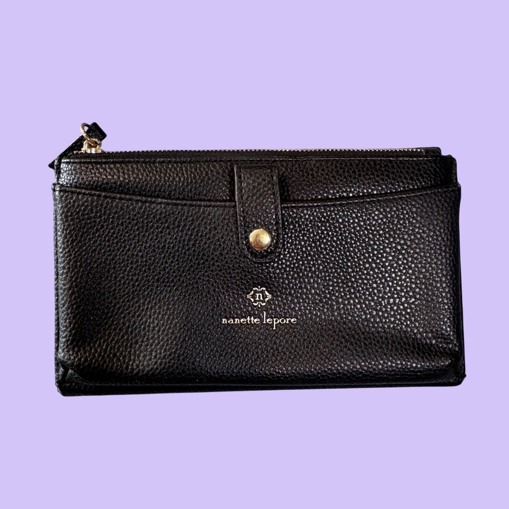 Nanette Lepore Accordion Wallet OS Black Monogram